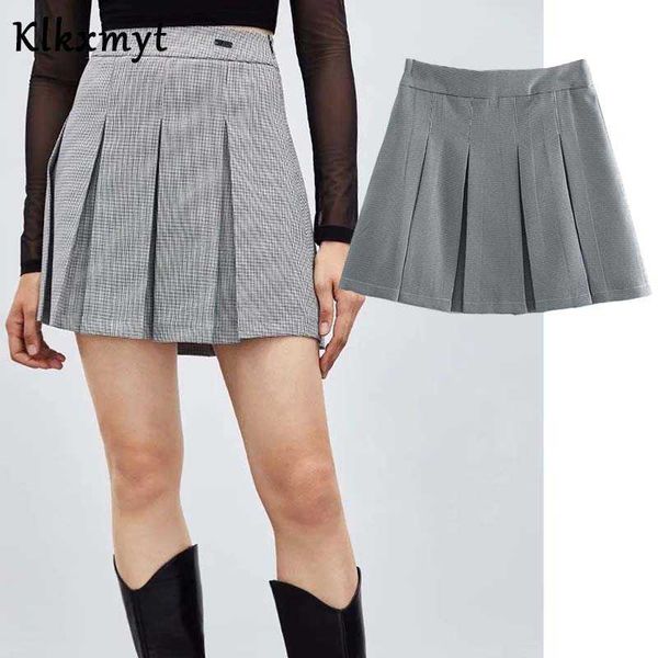 klkxmyt za skirt women fashion check high waist mini skirts woman spring college style a line vintage female 210527, Black
klkxmyt za skirt women fashion check high waist mini skirts woman spring college style a line vintage female 210527, Black