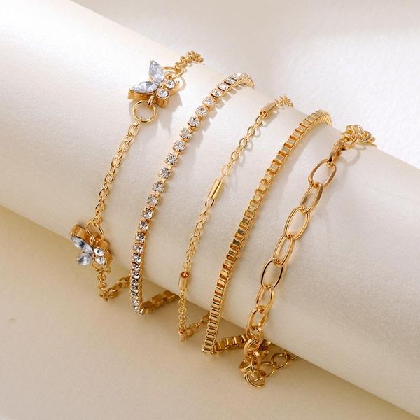 charm bracelets 5 pcs/set punk gold crystal butterfly chain bracelet female bohemian buckle set accessories jewelry girl gift, Golden;silver
charm bracelets 5 pcs/set punk gold crystal butterfly chain bracelet female bohemian buckle set accessories jewelry girl gift, Golden;silver
