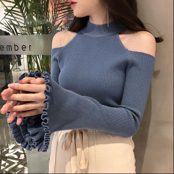 off shoulder flare sleeve thin sweater women computer knitted turtleneck pullovers black white drop shipping, White;black
off shoulder flare sleeve thin sweater women computer knitted turtleneck pullovers black white drop shipping, White;black