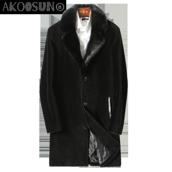 men's leather & faux akoosun winter jacket men real fur coat long sheep shearling wool mink collar plus size warm 2021 kfs18m201-1 kj38, Black
men's leather & faux akoosun winter jacket men real fur coat long sheep shearling wool mink collar plus size warm 2021 kfs18m201-1 kj38, Black