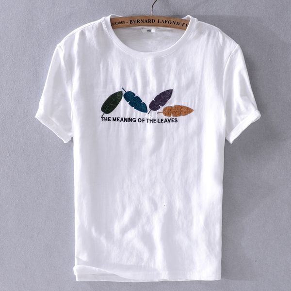 2021 new summer linen short-sleeved t-shirt trend male embroidery casual white round neck t shirt men brand fashion tshirt camisa lpt9, White;black
2021 new summer linen short-sleeved t-shirt trend male embroidery casual white round neck t shirt men brand fashion tshirt camisa lpt9, White;black