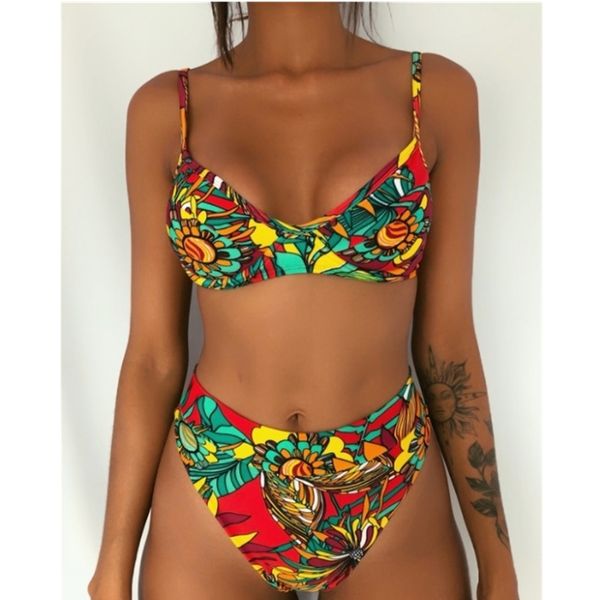 women floral/leopard print boho push-up padded bra high waist panties bikini set swimsuit bathing beach two-piece suits, Black
women floral/leopard print boho push-up padded bra high waist panties bikini set swimsuit bathing beach two-piece suits, Black