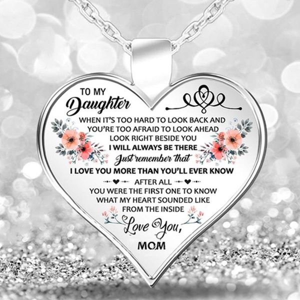 pendant necklaces to my daughter love heart necklace chain for wife women girls jewelry family gifts, Silver
pendant necklaces to my daughter love heart necklace chain for wife women girls jewelry family gifts, Silver
