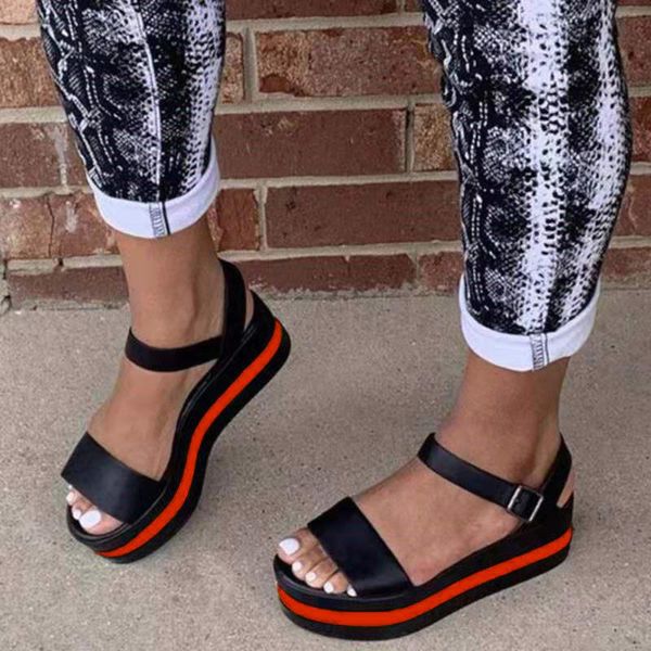 women sandals ladies fashion casual flat bottom women platform sandals muffin high heels beach shoes plus size mujer d9#, Black
women sandals ladies fashion casual flat bottom women platform sandals muffin high heels beach shoes plus size mujer d9#, Black