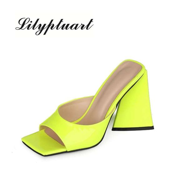 super high heel slippers female designer slide summer green patent leather party shoes woman large sandals 210928, Black
super high heel slippers female designer slide summer green patent leather party shoes woman large sandals 210928, Black