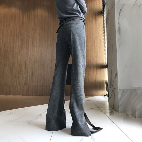 korean wool trousers for women high waist pockets side split flare pants female casual fashion 2021 autumn tide, Black;white
korean wool trousers for women high waist pockets side split flare pants female casual fashion 2021 autumn tide, Black;white