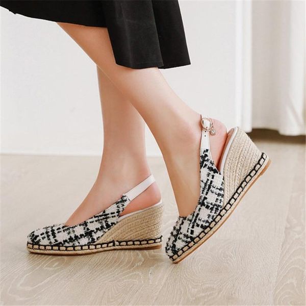 dress shoes pxelena elegant plaid women slingbacks pumps weaving wedge high heels female daily office work footwear 2021 spring, Black
dress shoes pxelena elegant plaid women slingbacks pumps weaving wedge high heels female daily office work footwear 2021 spring, Black