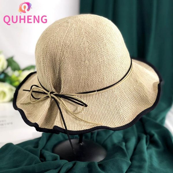 wide brim hats quheng bucket hat for woman summer beach sun sunscreen anti-ultraviolet ruffled bow straw m189, Blue;gray
wide brim hats quheng bucket hat for woman summer beach sun sunscreen anti-ultraviolet ruffled bow straw m189, Blue;gray