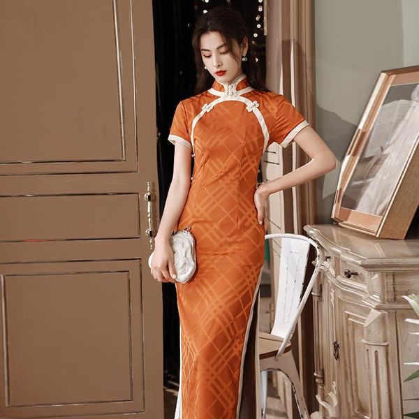 ethnic clothing women chinese style orange short sleeve cheongsam traditional mandarin collar qipao elegant fashion retro slim, Red
ethnic clothing women chinese style orange short sleeve cheongsam traditional mandarin collar qipao elegant fashion retro slim, Red