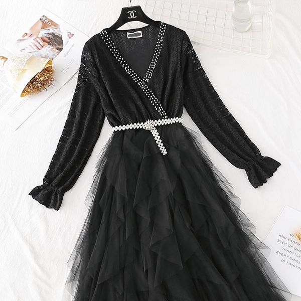 casual dresses women spring summer lace korean dress elegant black party v neck long sleeve mesh vestidos de fiesta kj5444, Black;gray
casual dresses women spring summer lace korean dress elegant black party v neck long sleeve mesh vestidos de fiesta kj5444, Black;gray