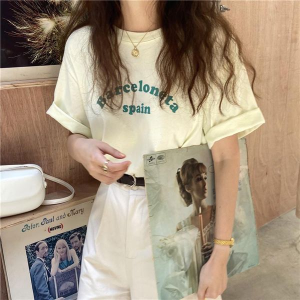 women's t-shirt 2colors 2021 summer korean style letter print patchwork short sleeve womens loose cotton tees shirt femme (n0162), White
women's t-shirt 2colors 2021 summer korean style letter print patchwork short sleeve womens loose cotton tees shirt femme (n0162), White