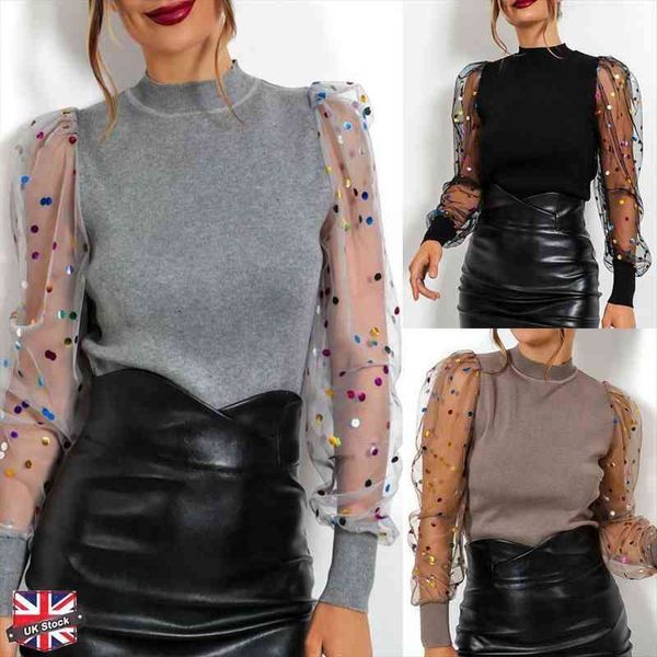 puff sleeve knitwear mesh transparent womens sweaters pullover autumn women polka dot winter knitted turtleneck sweater jumpers, White;black
puff sleeve knitwear mesh transparent womens sweaters pullover autumn women polka dot winter knitted turtleneck sweater jumpers, White;black