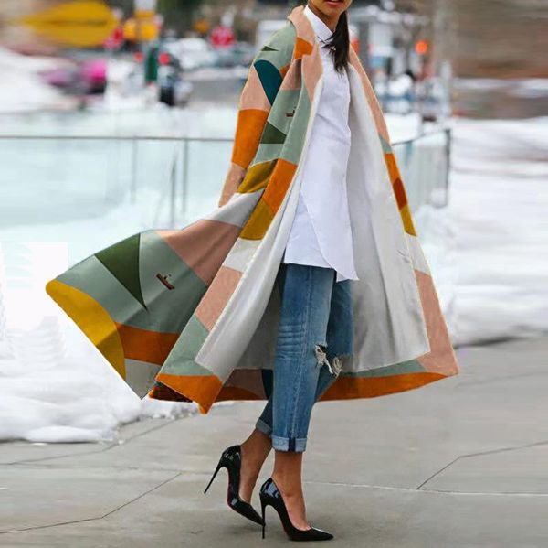women's trench coats female coat long autumn windbreaker casual flare sleeve print plus size loose outwear sobretudo feminino clothes, Tan;black
women's trench coats female coat long autumn windbreaker casual flare sleeve print plus size loose outwear sobretudo feminino clothes, Tan;black
