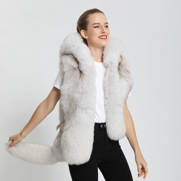 women's fur & faux real vest waistcoat with tail 100% full pelt fashion woman's hooded coat, Black
women's fur & faux real vest waistcoat with tail 100% full pelt fashion woman's hooded coat, Black