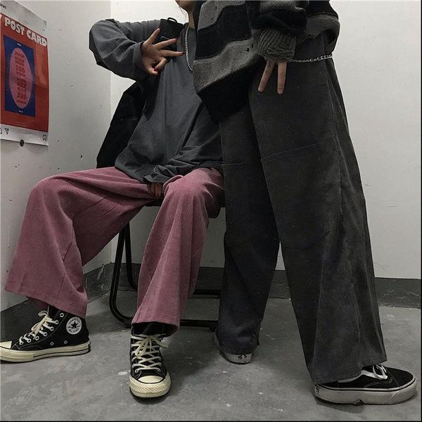 pants women corduroy purple korean style retro harajuku streetwear couples ins soft students loose big pockets straight trousers, Black;white
pants women corduroy purple korean style retro harajuku streetwear couples ins soft students loose big pockets straight trousers, Black;white