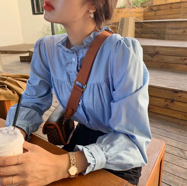 women's t-shirt women blue jacket spring girl temperament cute versatile shirt female ear edge collar loose thin long sleeve draped cro, White
women's t-shirt women blue jacket spring girl temperament cute versatile shirt female ear edge collar loose thin long sleeve draped cro, White