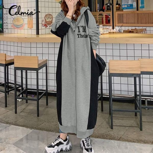 casual dresses celmia 2021 fashion sweatshirt dress winter plus size color patchwork hooded loose long sleeve hoodies vestidos, Black;gray
casual dresses celmia 2021 fashion sweatshirt dress winter plus size color patchwork hooded loose long sleeve hoodies vestidos, Black;gray