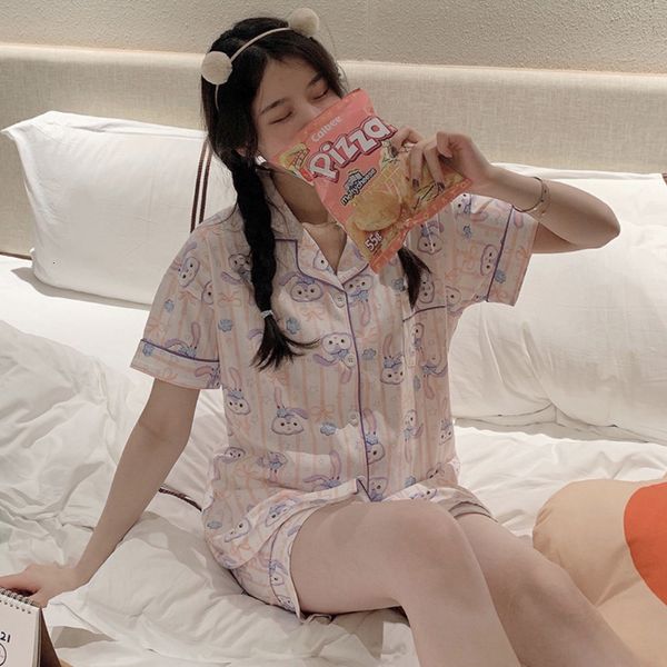 women's pajamas pure cotton summer short sleeve cardigan korean set star delu cartoon girls' two home clothes, Black;red
women's pajamas pure cotton summer short sleeve cardigan korean set star delu cartoon girls' two home clothes, Black;red