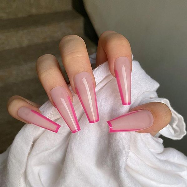 false nails 24pcs/box detachable pink french long coffin ballerina fake full cover acrylic nail tips press on, Red;gold
false nails 24pcs/box detachable pink french long coffin ballerina fake full cover acrylic nail tips press on, Red;gold