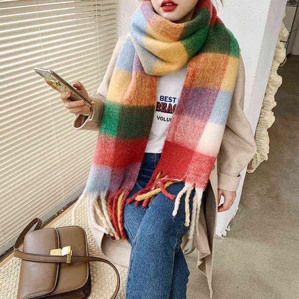 scarves korean autumn and winter imitation cashmere super long knitted scarf rainbow color matching warm student bib female, Blue;gray
scarves korean autumn and winter imitation cashmere super long knitted scarf rainbow color matching warm student bib female, Blue;gray