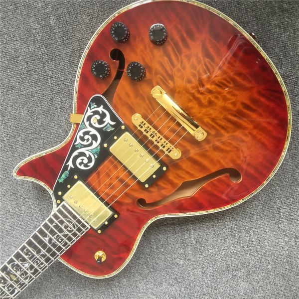 simi hollow lp electric guitar flamed maple and back abalone flower fret golden hardware guitarar
simi hollow lp electric guitar flamed maple and back abalone flower fret golden hardware guitarar