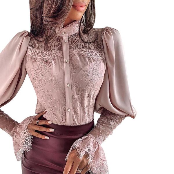 women's blouses & shirts women lace patchwork flare sleeve buttoned blouse chic elegant spring fall office stand collar shirt chiffon s, White
women's blouses & shirts women lace patchwork flare sleeve buttoned blouse chic elegant spring fall office stand collar shirt chiffon s, White