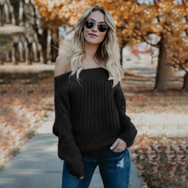 women's sweaters chic autumn winter women fashion elegant knit slash neck solid sweater jumper pullover long sleeve female knitwear, White;black
women's sweaters chic autumn winter women fashion elegant knit slash neck solid sweater jumper pullover long sleeve female knitwear, White;black
