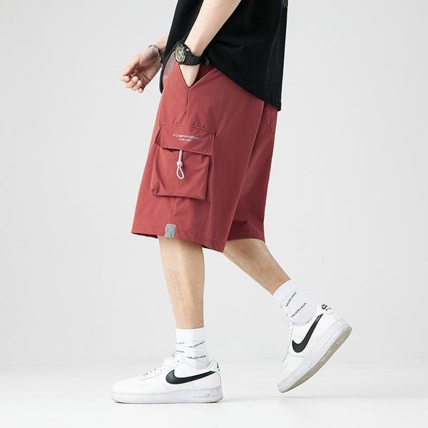 men's shorts summer 2021 tooling five-point pants loose functional wind pocket drawstring casual pants/pants, White;black
men's shorts summer 2021 tooling five-point pants loose functional wind pocket drawstring casual pants/pants, White;black