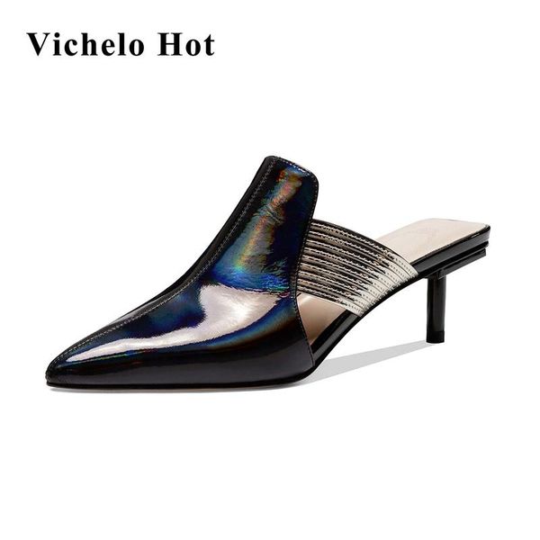 dress shoes vichelo natural leather high street fashion pointed toe thin heel slip on mules office lady daily wear women pumps l38, Black
dress shoes vichelo natural leather high street fashion pointed toe thin heel slip on mules office lady daily wear women pumps l38, Black