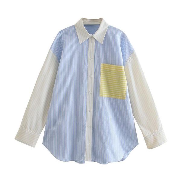 women's blouses & shirts type 2021 spring street hipster cardigan lapel loose blouse a undertakes, White 
women's blouses & shirts type 2021 spring street hipster cardigan lapel loose blouse a undertakes, White