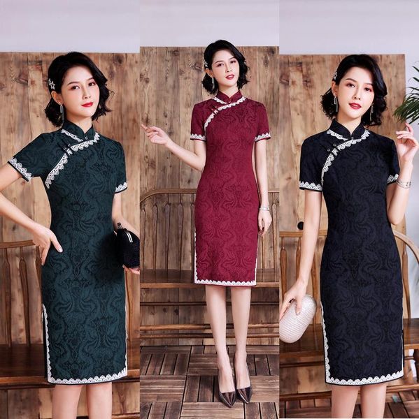 ethnic clothing lace patchwork chinese dress slim cheongsams traditional classic qipao oriental vintage banquet gown celebrity evening, Red
ethnic clothing lace patchwork chinese dress slim cheongsams traditional classic qipao oriental vintage banquet gown celebrity evening, Red