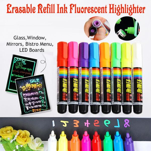 highlighters colored fluorescent repeated filling chalk markers erasable glass window nite writer pen reversible tips 3mm marker, Black;red
highlighters colored fluorescent repeated filling chalk markers erasable glass window nite writer pen reversible tips 3mm marker, Black;red