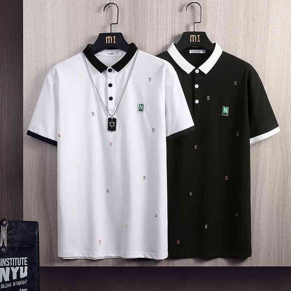 men short sleeve polo shirt summer fashion slim business lapels polo shirt mens striped color matching breathable jerseys 210603, White;black
men short sleeve polo shirt summer fashion slim business lapels polo shirt mens striped color matching breathable jerseys 210603, White;black
