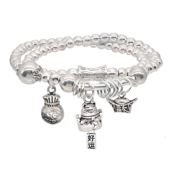 national style round bead auspicious purse pendant bracelet in scenic area female xiangxi miao ancient silver elastic double layer, Black
national style round bead auspicious purse pendant bracelet in scenic area female xiangxi miao ancient silver elastic double layer, Black