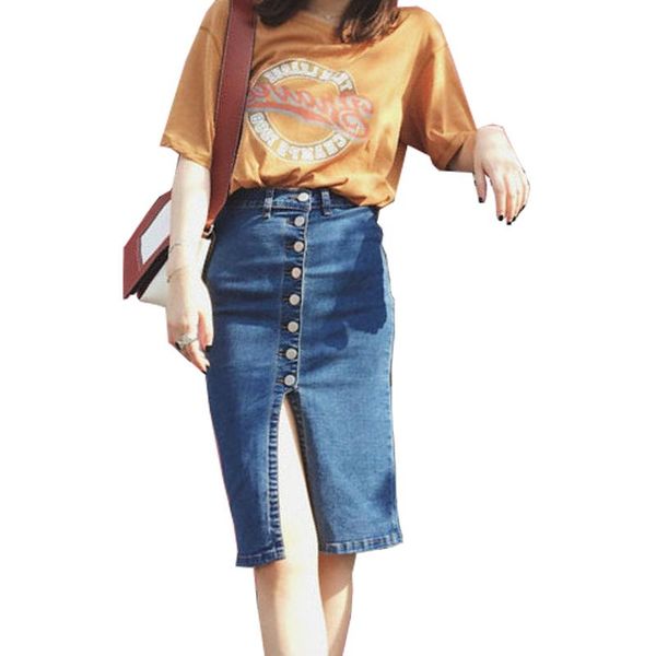 skirts 2021 denim sheath wrap single breasted elastic high waist pencil midi spring summer front split women, Black
skirts 2021 denim sheath wrap single breasted elastic high waist pencil midi spring summer front split women, Black