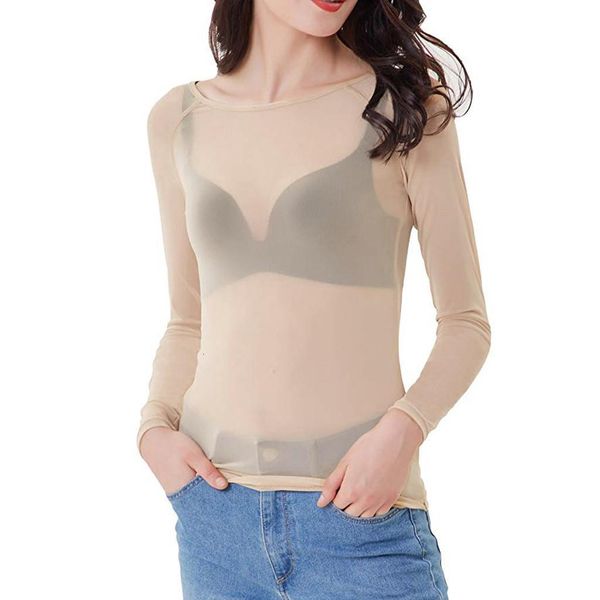 women see-through long sleeve seamle arm shaper mesh shirt blusas mesh drop shipping, White
women see-through long sleeve seamle arm shaper mesh shirt blusas mesh drop shipping, White
