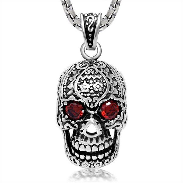 pendant necklaces hemiston red eyes skull pattern retro fashion titanium steel men necklace punk jewelry, Silver
pendant necklaces hemiston red eyes skull pattern retro fashion titanium steel men necklace punk jewelry, Silver