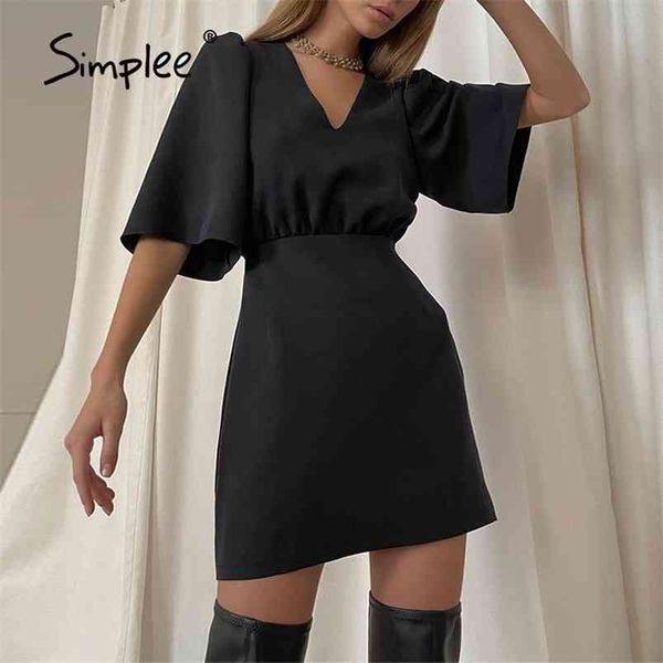 chic black short sleeve summer women dress v-neck solid high street elegant a-line ladies mini vestidos 210623, Black;gray
chic black short sleeve summer women dress v-neck solid high street elegant a-line ladies mini vestidos 210623, Black;gray