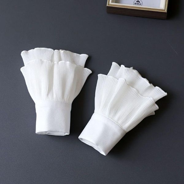 five fingers gloves women layered striped horn cuff agaric ruffles wrinkled fake sleeve wrist warmer 28gd, Blue;gray
five fingers gloves women layered striped horn cuff agaric ruffles wrinkled fake sleeve wrist warmer 28gd, Blue;gray