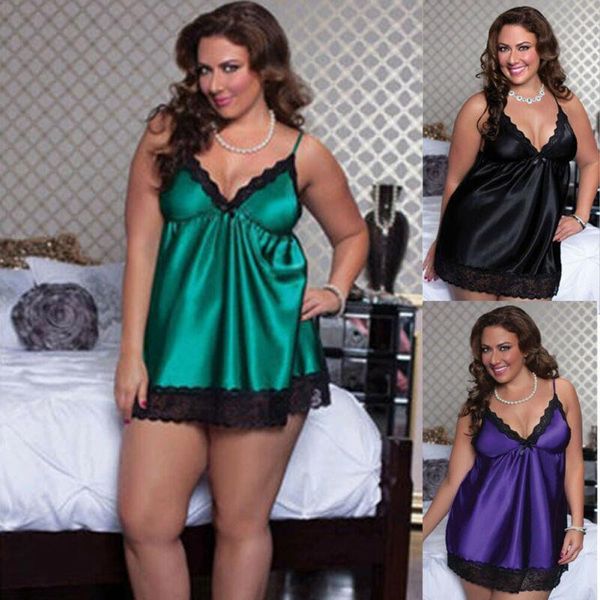 plus size lingerie women silk lace robe dress babydoll nightgown sleepwear, Black;red
plus size lingerie women silk lace robe dress babydoll nightgown sleepwear, Black;red