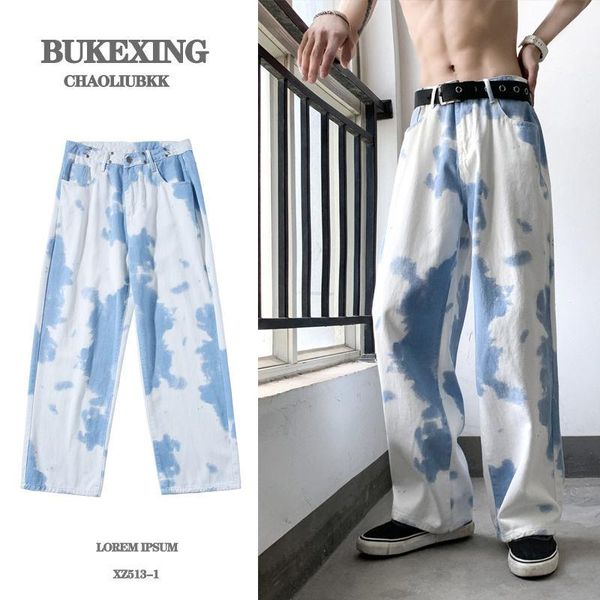 men's jeans tie dye cloud fashion printing casual wide-leg men streetwear loose hip-hop straight denim trousers mens -2xl, Blue
men's jeans tie dye cloud fashion printing casual wide-leg men streetwear loose hip-hop straight denim trousers mens -2xl, Blue