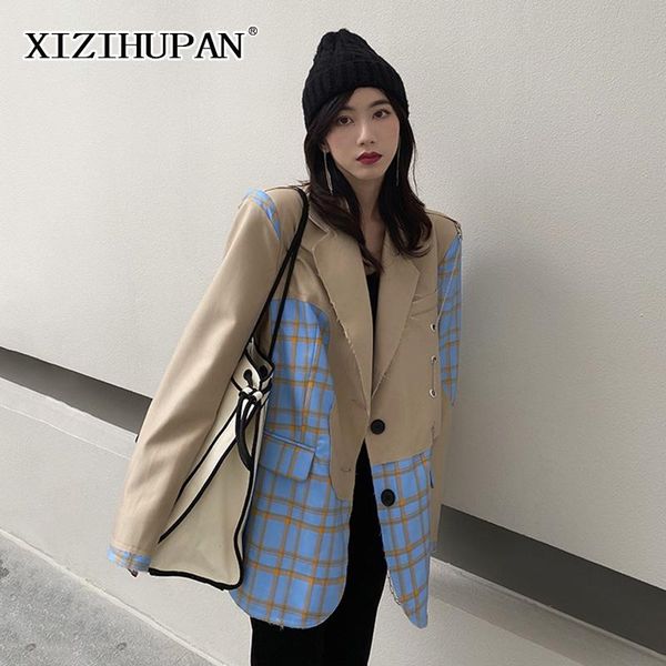 women's suits & blazers xizihupan hit color for women notched long sleeve patchwork plaid plus size pockets coats female 2021 fashion c, White;black
women's suits & blazers xizihupan hit color for women notched long sleeve patchwork plaid plus size pockets coats female 2021 fashion c, White;black