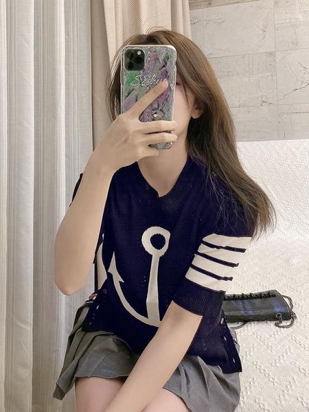 men's and women's tb college style knitted pullover 2021 early autumn new round neck stripe short sleeve boat anchor jacquard slim, White
men's and women's tb college style knitted pullover 2021 early autumn new round neck stripe short sleeve boat anchor jacquard slim, White