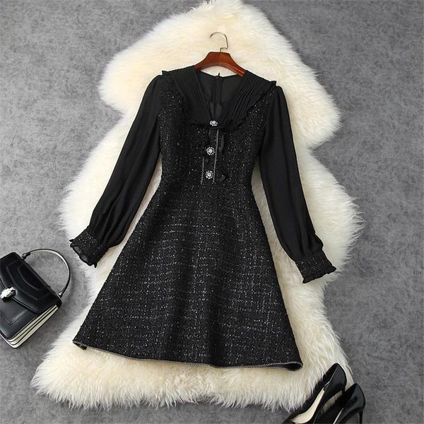 casual dresses runway designer women tweed woolen dress autumn winter clothes v neck vintage robe femme mini party vestidos bla, Black;gray
casual dresses runway designer women tweed woolen dress autumn winter clothes v neck vintage robe femme mini party vestidos bla, Black;gray
