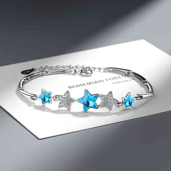 925 sterling silver blue pentagonal star eternal bracelet for women handmade femalestackable zircon crystal jewelry bijoux, Golden;silver
925 sterling silver blue pentagonal star eternal bracelet for women handmade femalestackable zircon crystal jewelry bijoux, Golden;silver