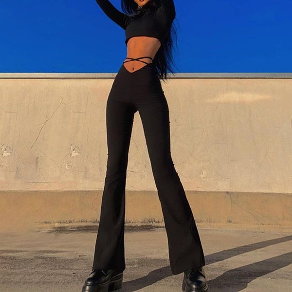 women's pants & capris 2021 women fashion v-shaped waist umbilical cross-belt flared, Black;white
women's pants & capris 2021 women fashion v-shaped waist umbilical cross-belt flared, Black;white