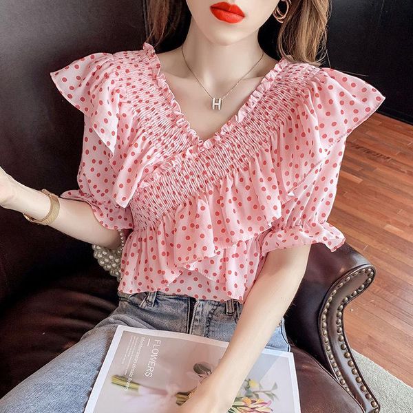 women's t-shirt 2021 ruffle cross v neck polka dot blouse casual lantern sleeve chic t shirt lady summer sweet tee for women, White
women's t-shirt 2021 ruffle cross v neck polka dot blouse casual lantern sleeve chic t shirt lady summer sweet tee for women, White