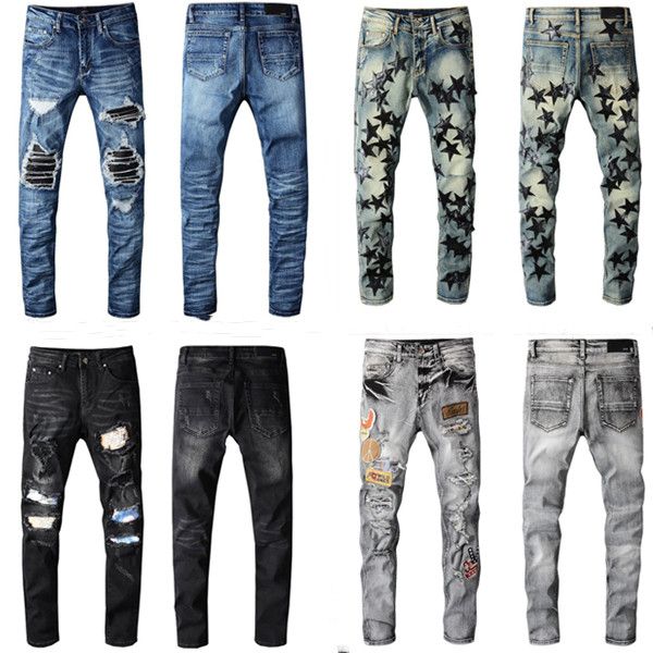 20ss mens denim jeans black ripped pants fashion skinny broken style bike motorcycle rock revival jean, Blue
20ss mens denim jeans black ripped pants fashion skinny broken style bike motorcycle rock revival jean, Blue