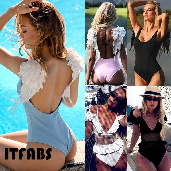 women's swimwear 2021 one-piece push up padded bra monokini bikini women feather strap with wing swimsuit bathing suit beachwear costum, White;black
women's swimwear 2021 one-piece push up padded bra monokini bikini women feather strap with wing swimsuit bathing suit beachwear costum, White;black