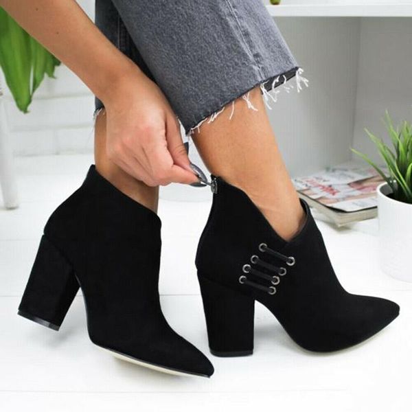 boots womens mid heel ankle ladies casual zip up thick pointed toe booties j55, Black
boots womens mid heel ankle ladies casual zip up thick pointed toe booties j55, Black